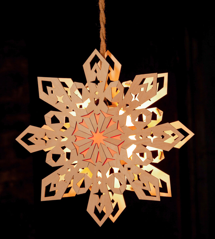 Koselig Lighted Hanging Scandinavian Welcome Snowflake