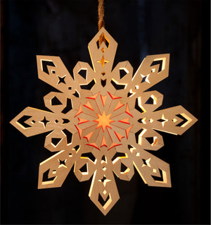 Koselig Lighted Hanging Scandinavian Welcome Snowflake